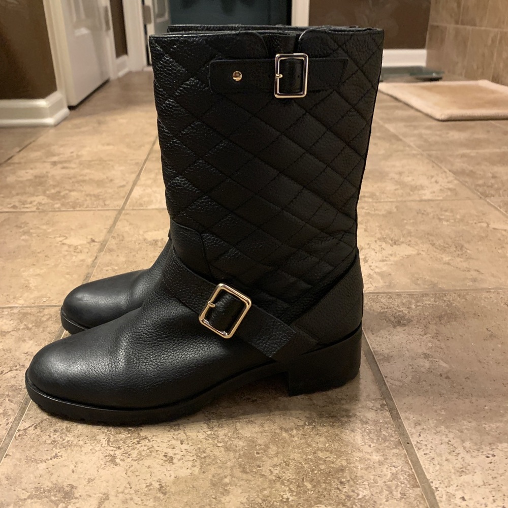 White House Black market quilted leather black mid calf boot - women's size 11 - Picture 12 of 13